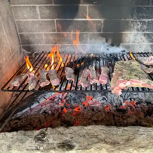 grill the meat on the coals